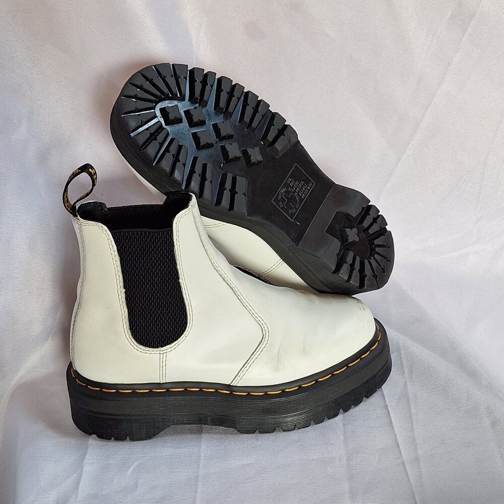 White Platform Chelsea Doc Marten Boots Size 6
